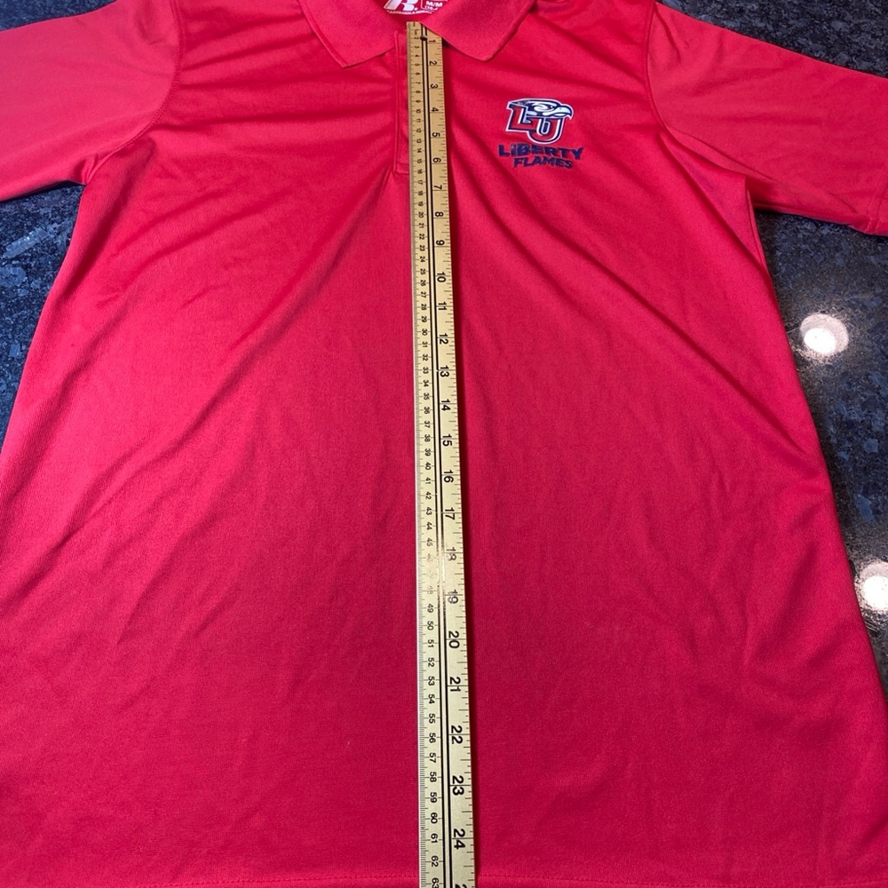 Liberty University Flames Russell Athletics Polo Shirt Men’s Medium Red - Picture 5 of 5